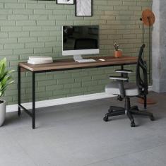 Escrivaninha 180cm Estilo Industrial Diretor Active Yescasa Nogal/Preto