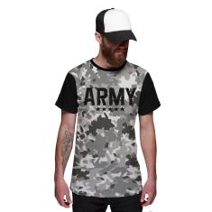 Camiseta Army Camuflada Cinza Exército Top-Masculino