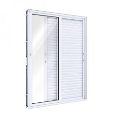 Porta de Alumínio Balcão 215x150 2 folhas com Vidro Liso Lucasa Alumínios Branco