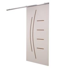 Porta De Correr Branco Prime Frisada Kit Alumínio F08 - Smile - 210x70