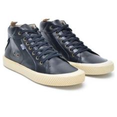 Tênis Cano Alto Casual Masculino Skate Sapatênis Cadarço Confortável Macio Moderno Em Couro-Masculino