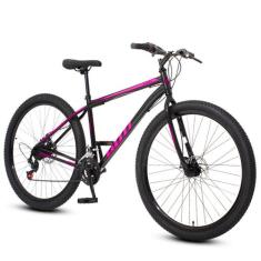 Bicicleta aro 29 Aço Carbono Preto e Rosa Gott Cronos Freio A Disco 21