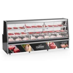 Balcão de Açougue Avícola 3,00m GRTA-300 PR Preto Gelopar Linha Turino - 2 Níveis 220V