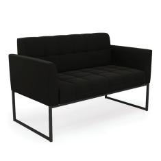 Sofá Namoradeira Elisa Suede Preto Base Metálica Industrial Preto - D'rossi