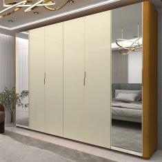 Guarda Roupa Casal 6 Portas Com Espelho Com Pés Innova Naturale Off White