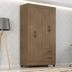Guarda Roupa Casal 4 Portas 2 Gavetas Lite Carvalho
