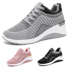 Galonfulty Tênis esportivo feminino de malha de malha com cadarço com suporte de arco, confortável, grosso, ortopédico, casual, ortopédico, para uso ao ar livre, antiderrapante, leve, tênis de