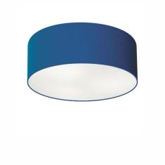 Plafon Cilíndrico Md-3046 Cúpula Em Tecido 35x12cm Azul Marinho - Bivolt