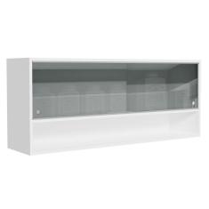 Armário Aéreo 120cm 2 Portas Correr Vidro Neutral 1 Nicho Branco Para Cozinhas Glamy, Lux E Reims Madesa Branco Branco