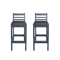 Kit 2 Banqueta Fixa Estofada de Madeira Premium