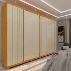 Guarda Roupa Casal  Ripado 6 Portas 4 Gavetas Absolut New Naturale Off White - Gelius