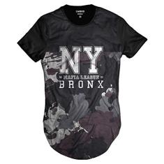 Camiseta Longline Mafia Bronx New York Camuflada Swag