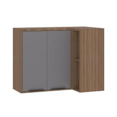 Armário Aéreo De Cozinha Canto Reto 95cm 2 Portas Aspen Luciane Móveis Vanilla Com Cinza Puro