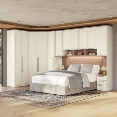 Guarda-roupa Modulado 166 Toledo 11 Portas e 12 Gavetas Casal com Closet 7 peças 195 cm largura - Areia/Wood