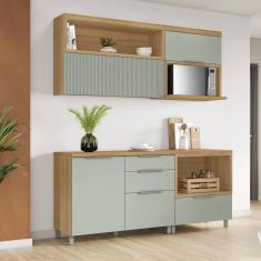 Cozinha Completa Nesher Marquesa em MDF com 3 Portas, 3 Gavetas, 3 Prateleiras - 190cm