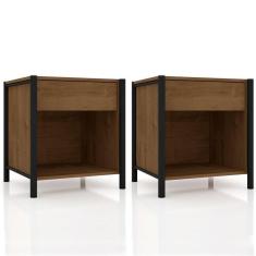 Kit 02 Mesas De Cabeceira 1 Gaveta Viena Preto