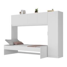 Cama de Solteiro com Guarda Roupa Dublin Multimóveis Mp4031 Branca