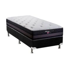 Cama Box Solteiro: Colchão Molas Herval Maxspring Málaga + Base crc Suede Black(88x188)