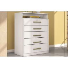 Cômoda de Quarto Triunfo ch c/ 1 Nicho e 5 Gavetas Branco - Demóbile
