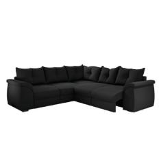 Sofá de Canto 5 Lugares Retrátil Qatar Suede Preto