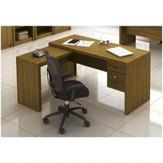 Mesa para Home Office com 03 Gavetas Amêndoa Tecno Mobili