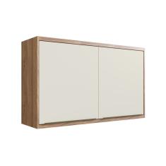 Armário Aéreo Para Cozinha 120cm 2 Portas Viena Edez Louro Freijó/argila