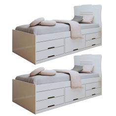 Conjunto 2 Cama Solteiro 5 Gavetas Júlia