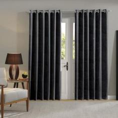 Cortina Jacquard para sala/quarto 2,00 x 1,80 m  Admirare, Preta