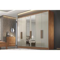Guarda Roupa 6 Portas (2 C/ Espelho) E 4 Gavetas Rizon/linea Plus Cumaru/fendi 25 - Novo Horizonte