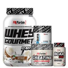 Kit Whey Gourmet Pote + Creatina 300g + Glutamina 150g + BCAA 100 cáps