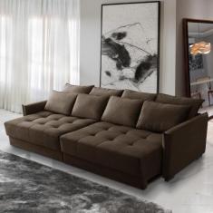 Sofá Cama Retrátil e Reclinável 2,30m com Molas Carol Veludo Marrom Ad
