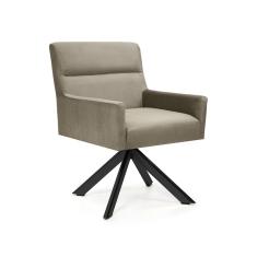 Poltrona Ana Veludo Bege Base Giratória Eiffel Preto D'Rossi