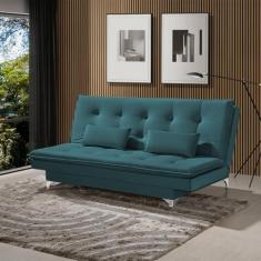 Sofá Cama Berlim 190cm Veludo Azul - ARTE ESTOFADOS, AZUL