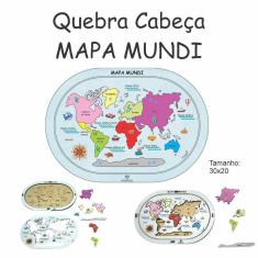 Mapa Mundi Quebra Cabeça Pedagógico Educacional Pequeno