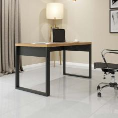 Mesa Escrivaninha 135x68 Cm Office Industrial 100% MDF Freijó Preto Fosco Pradel