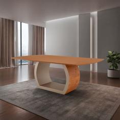 Mesa para Sala de Jantar Ellis 180cm Madeira Tampo Barril Laminado Moderna Mobília