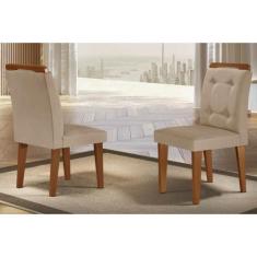 Cadeira Sala de Jantar Imperatriz Kit 2 Un Imbuia/Linho Bouclê Creme -