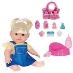 Boneca Bebê Andressa Infantil Faz Xixi e Bolsa Maternidade - Milk Brin