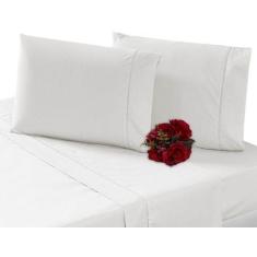 Jogo Lençol Queen Size 4 Peças 100% Algodão 200 Fios Branco - INGRID B