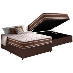 Cama Box Baú Casal: Colchão Molas Anjos Superlastic Duo Sono +Base Crc Courano Brown(138X188)