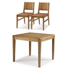 Conjunto Salvador Mesa Jantar 90cm Tampo Madeira + 2 Cadeiras  Assento