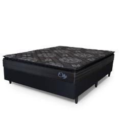 Cama Box Casal Colchão Com Molas Ensacadas City Pillow Top 138x188x61cm Preto Hellen