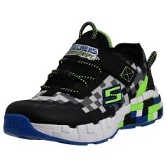 Skechers Tênis masculino Mega-Craft, Preto/Azul/Limão, 16