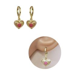Brinco Infantil Argolinha Folheado Ouro 18k Design Coração - MIXFOLHEA