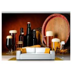 Papel De Parede Cerveja Bebida Barril Caneca 3D Al85 - Você Decora