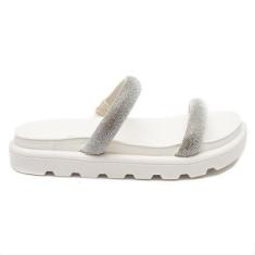 Sandália Papete Flat Feminina Vizzano Strass 6459.110 Bege 39-Feminino