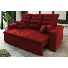 Sofá Retrátil/Reclinável Europa 1,80m Vermelho c/ Molas Espirais - Kin