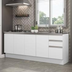 Kit Com 2 Balcões De Cozinha Madesa Glamy 4 Portas 3 Gavetas (sem Tampo E Pia) - Branco Branco