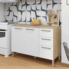 Balcão 120cm 3 Portas 2 Gavetas com Tampo Versalhes Freijó/supremo