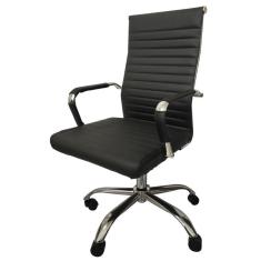  Cadeira Giratória Office Esteirinha Confort Rivattis Em Pu Preta Base Rodízio Cromado
